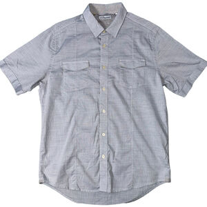 Men's 7 Diamonds Casual Button Down Shirt L Gray Blue Plaid